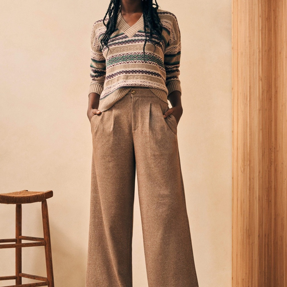 Elegant Tan Wide-Leg Pants
